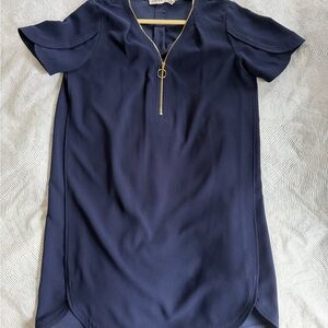 Trina Turk Navy Dress with Gold Zipper (size 6)